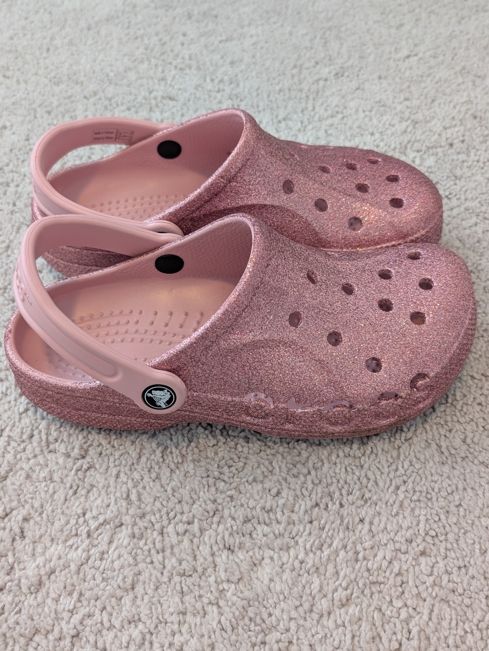 Crocs Baya Pink Glitter Clogs US Women's 7 or Men's 5 Sparkle Barbie Classic - Picture 4 of 13